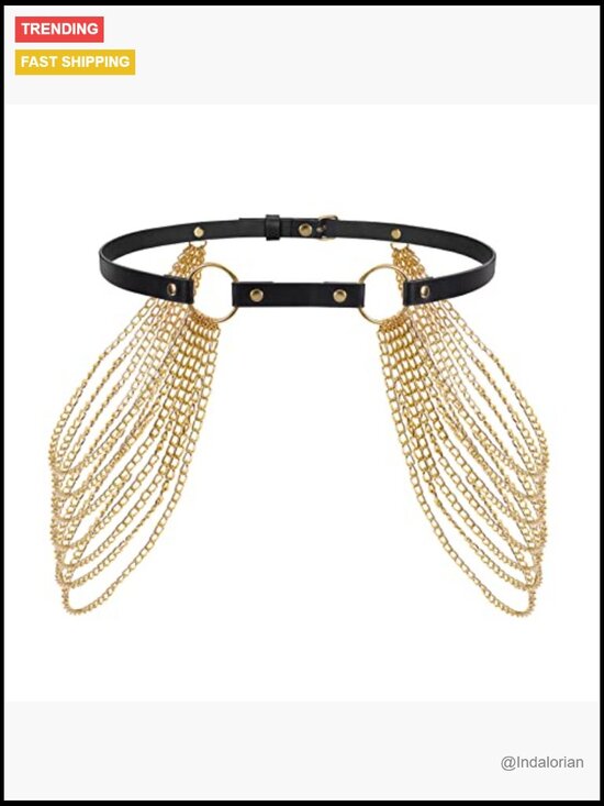 Punk Layered Waist Chain Belt PU Leather Alloy Body Chain Rave Gothic Adjustable main image 4